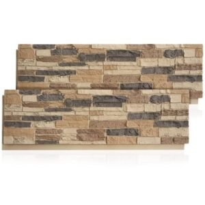 STORVIDA Faux Stone Panels Interior 45.6x11.8x0.98 inch Faux Siding Panels Exterior Artificial 3D Veneer for Wall Decor Outdoor Home Improvement Projects PU Light Brown