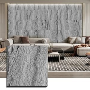 STORVIDA 3D Faux Stone Wall Panels Coverings Interior & Exterior Walls 23.62x23.62 Inch Accent Wall Panels Waterproof Easy DIY PU Artificial Stone Veneer Panels for Living Room Bathroom Cement Grey