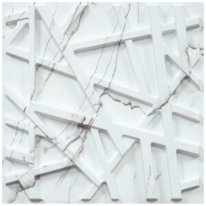STORVIDA 3D Wall Panels for Interior Wall Decor 12x12 inch White Marble Accent Textured Wall Panels Cover 32 Sq.Ft