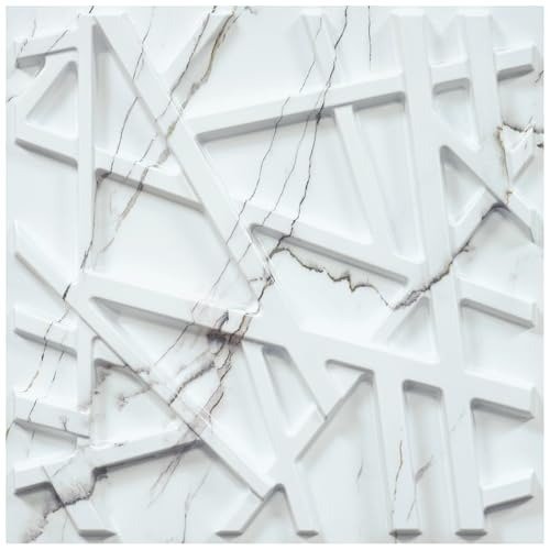 STORVIDA 3D Wall Panels for Interior Wall Decor 12x12 inch White Marble Accent Textured Wall Panels Cover 32 Sq.Ft
