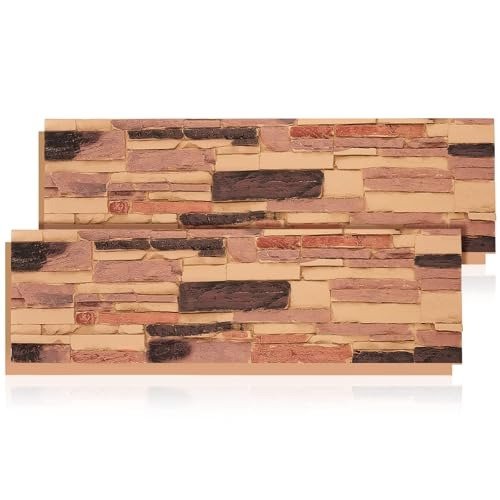 STORVIDA Faux Stone Panels Interior 45.6x11.8x0.98 inch Faux Siding Panels Exterior Artificial 3D Veneer for Wall Decor Outdoor Home Improvement Projects PU Light Gray