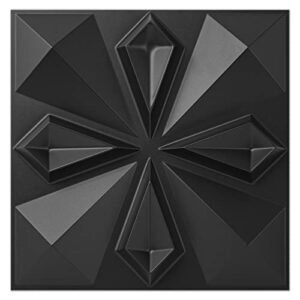 STORVIDA wallpanels 3D Wall Panel 2 Different Effects PVC Textured Wall Panels for Interior Wall D??cor 12x12 Inch Cover 32 Sq.Ft - Flower Black