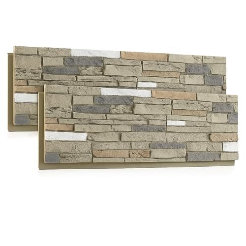 STORVIDA Faux Stone Panels Interior 45.6x11.8x0.98 inch Faux Siding Panels Exterior Artificial 3D Veneer for Wall Decor Outdoor Home Improvement Projects PU Dark Brown