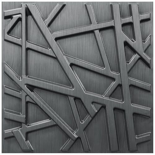 STORVIDA 3D Wall Panels for Interior Wall Decor 12x12 inch Brushed Silver Accent Textured Wall Panels Cover 32 Sq.Ft