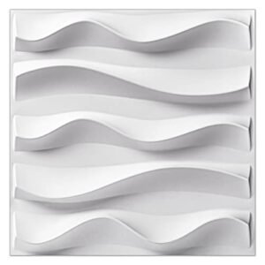 STORVIDA wallpanels 3D Wall Panel for Interior Wall Decor PVC Textured Accent Wall Elegant Wave 3D Wallpaper Modern Wall Tiles - Wave White