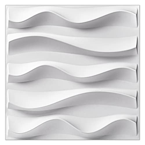 STORVIDA wallpanels 3D Wall Panel for Interior Wall Decor PVC Textured Accent Wall Elegant Wave 3D Wallpaper Modern Wall Tiles - Wave White
