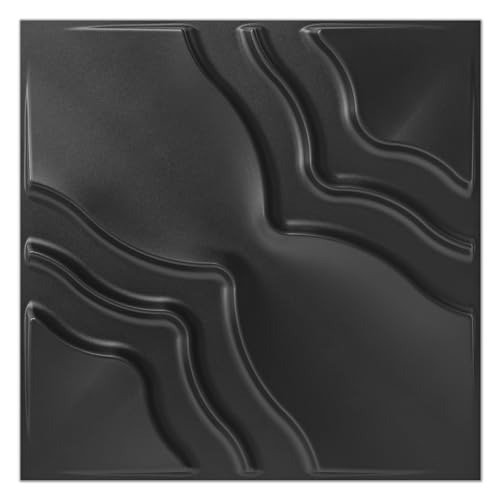 STORVIDA wallpanels 3D Wall Panel for Interior Wall D??cor PVC Textured 3D Wallpaper for Living Room Lobby Bedroom Hotel Office - New Black