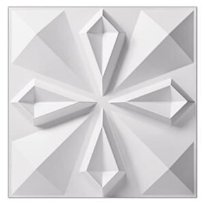 STORVIDA wallpanels 3D Wall Panel 2 Different Effects PVC Textured Wall Panels for Interior Wall Decor 12x12 Inch Cover 32 Sq.Ft - Flower White