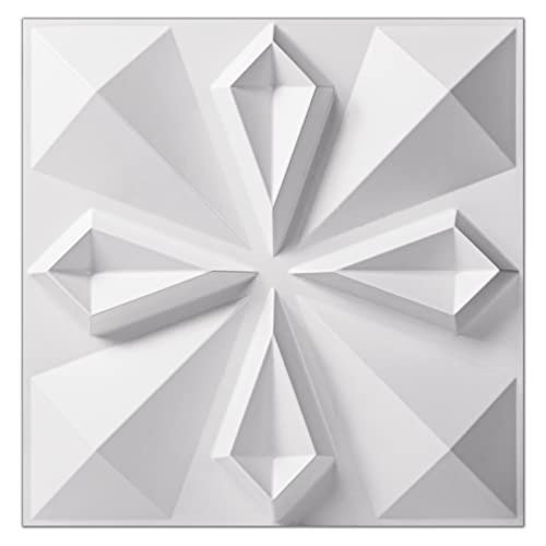 STORVIDA wallpanels 3D Wall Panel 2 Different Effects PVC Textured Wall Panels for Interior Wall Decor 12x12 Inch Cover 32 Sq.Ft - Flower White