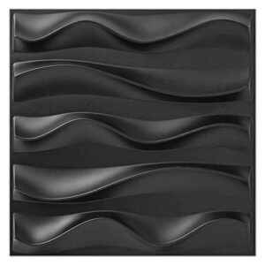 STORVIDA wallpanels 3D Wall Panels Elegant Wave Textured Accent Wall Tiles PVC Modern Wallpaper for Interior D??cor - Wave Black