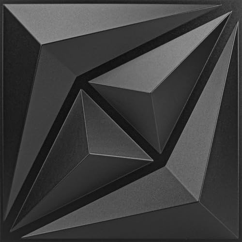 STORVIDA 3D Wall Panels for Interior Wall Decor PVC Textured Wall Art 12''x12'' - Black