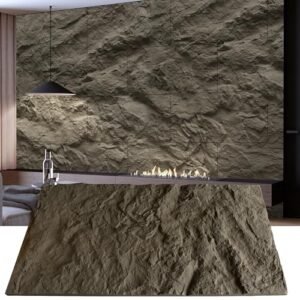 STORVIDA 3D Faux Stone Wall Panels 4 PCS PU Wainscoting Panel for Interior Wall Decor Cement Texture Thicker Accent for Home Office 43.3x23.6 inch Cement Grey