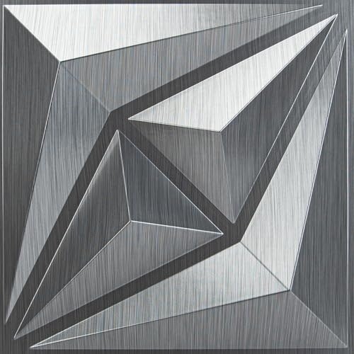 STORVIDA 3D Wall Panels for Interior Wall Decor PVC Textured Wall Art 12''x12'' - Silver