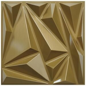 STORVIDA 3D Wall Panels for Interior Wall Decor Brushed Gold Diamond Design Accent Wall Panels 12x12 inch Modern Decorative Wall Panels for Living Room Lobby Office
