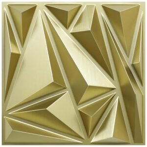 STORVIDA 3D Wall Panels for Interior Wall Decor Lightning Diamond Textured Accent Wall Panels 12x12 inch Champaign Gold for Gaming Room Bedroom TV Background