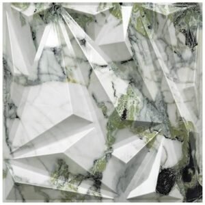 STORVIDA 3D Wall Panels for Interior Wall Decor Modern Diamond Wall Panels 12x12 inch Ice Green Marble Effect Accent Wall Covering Panels for Gaming Room Bedroom TV Background