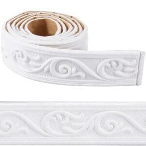 STORVIDA 82 x 3 Inch White Crown Molding Peel and Stick 3D Flexible Foam Wall Trim Self Adhesive Wallpaper Border