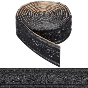 STORVIDA 90 x 1.8 Inch Black 3D Peel and Stick Foam Crown Molding Baseboard Trim Self Adhesive Mirror Border Wall Edging
