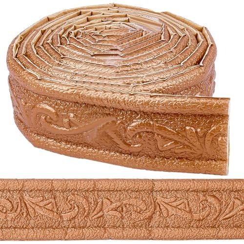 STORVIDA 82.5 x 3 Inch Brown Crown Molding Peel and Stick 3D Flexible Foam Wall Trim Self Adhesive Wallpaper Border