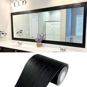 STORVIDA 10M Black Wood Grain Removable PVC Waterproof Border Wall Decor Self Adhesive Wallpaper Sticker 4x390 Inch